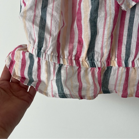 Express Linen Cotton Ruffle Stripe Top - Picture 3 of 8